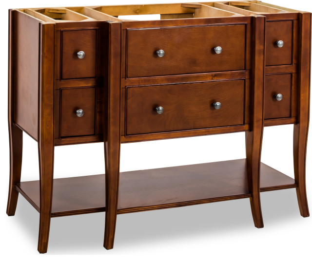 48" Vanity Base,Chocolate Brown Finish Transitional Bathroom