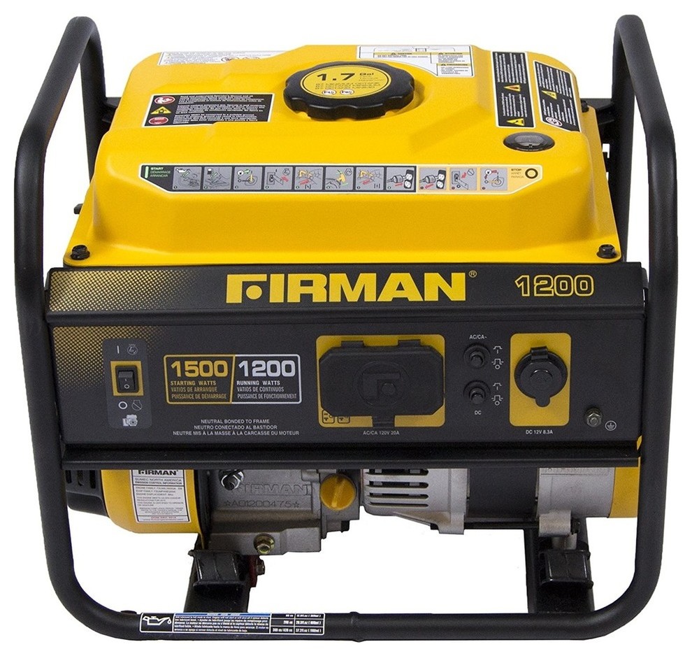 Firman P01202 Portable Generator with 12V Plug, Black/Yellow, 54 lb