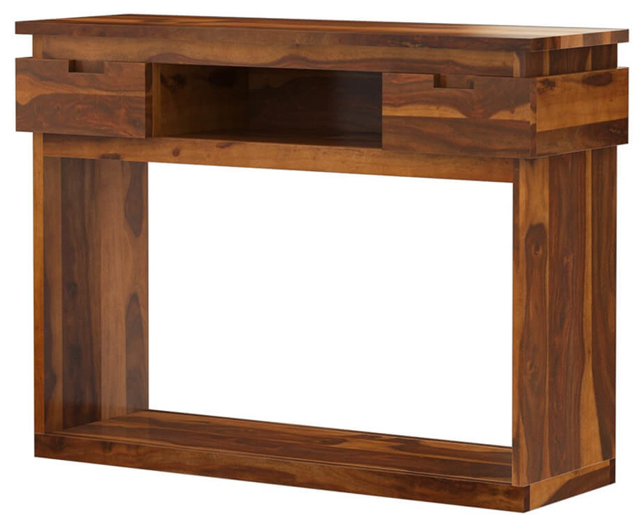 Modern Simplicity Rustic Solid Wood Console Table with 2 ...