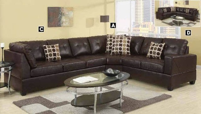 Poundex Furniture – U-Shaped Modular Leather Sectional Sofa - F7243/F7241/F7244