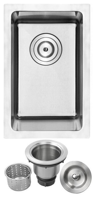 12" Undermount 18-Gauge Stainless Steel Single Bowl Kitchen and Bar Sink
