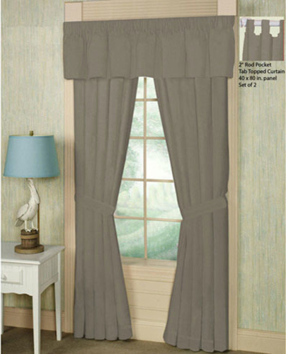 Green Sage Chambray Window Curtain 40 x 80 Inch - Placket 10 Inches