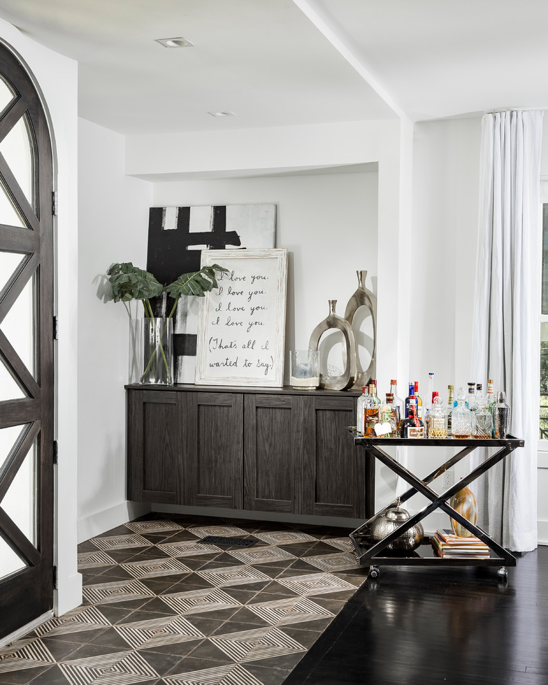 Design ideas for a contemporary bar cart in Orlando with no sink and multi-coloured floor.