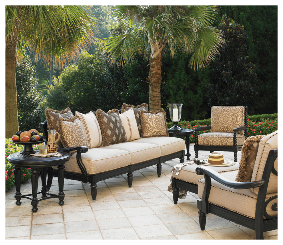 Design ideas for a mid-sized mediterranean backyard patio in Other with tile and no cover.