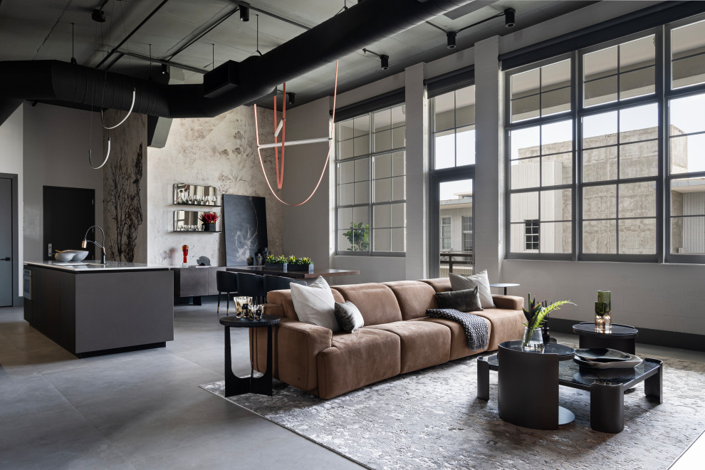 Industrial living room in Miami.