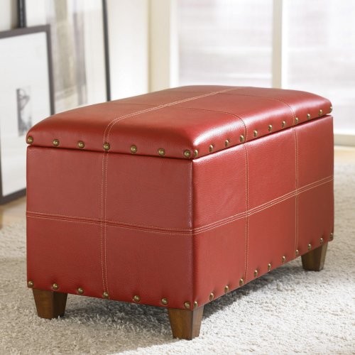 Hammary Hidden Treasures Storage Ottoman Red Traditional