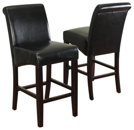 Milan Faux Leather Counter Stools, Set of 2 - Modern - Bar Stools And