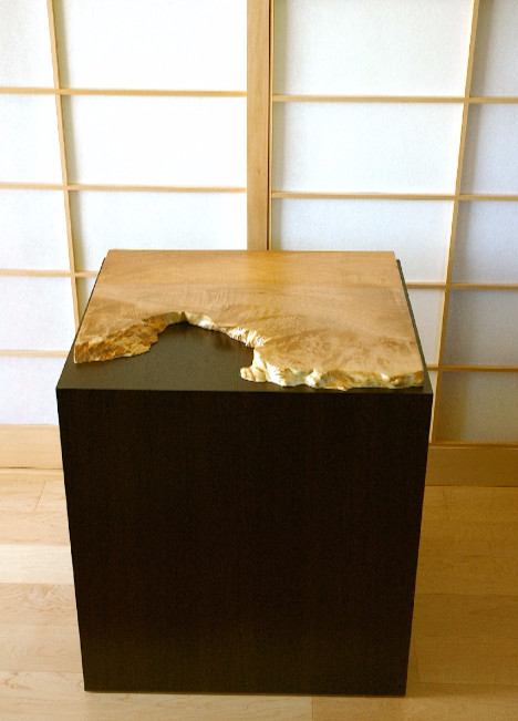 End Table Cube with Burl Top