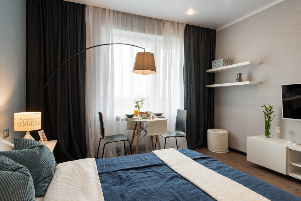 Маленькая квартирка 28 кв.м. В голубых тонах.