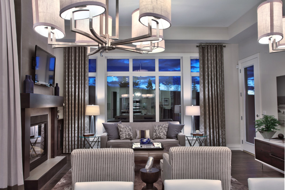 Modern Grey Living Room, Interior Design Calgary - Transitional