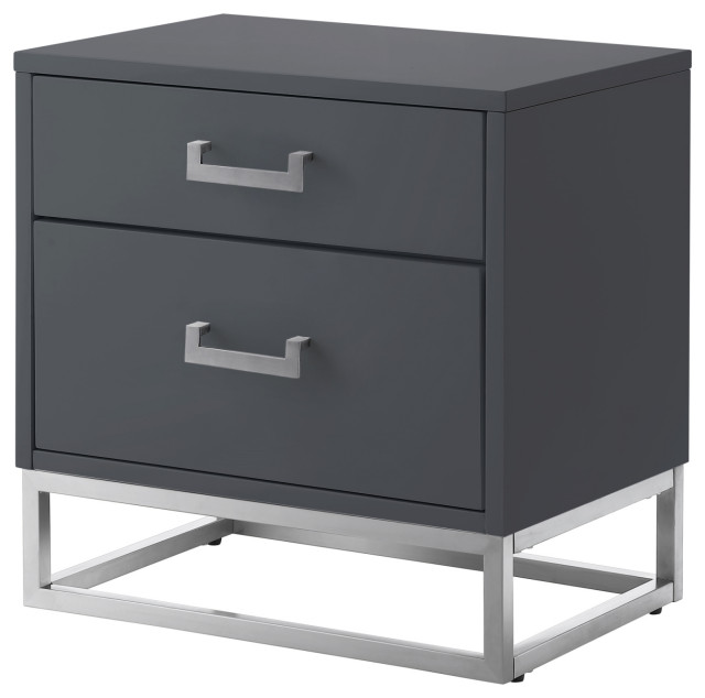 Nicole Miller Lennon Nightstand Metal Handle And Base Contemporary Nightstands And Bedside Tables By Inspired Home