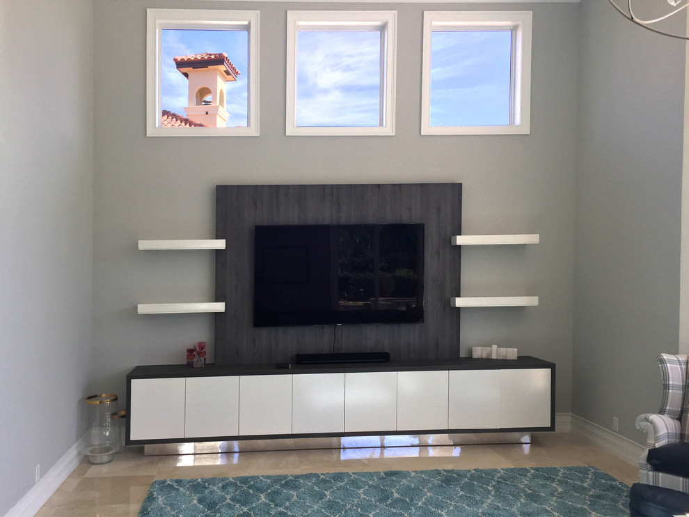 Wall Unit Contemporary Home Theater Miami by Lunardi Decor