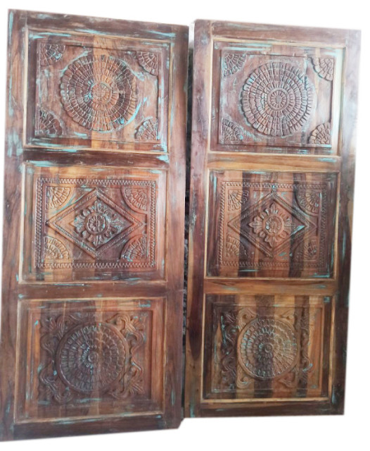 Consigned Carved Barn Door, Interior Door, Sliding Bedroom Doors, Indian Doors