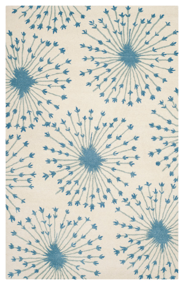 Paulin Hand-Tufted Rug, Beige and Blue, 2'x3'