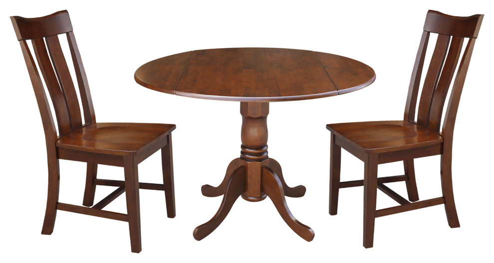 42 in. Dual Drop Leaf Table with 2 Splat Back Dining Chairs