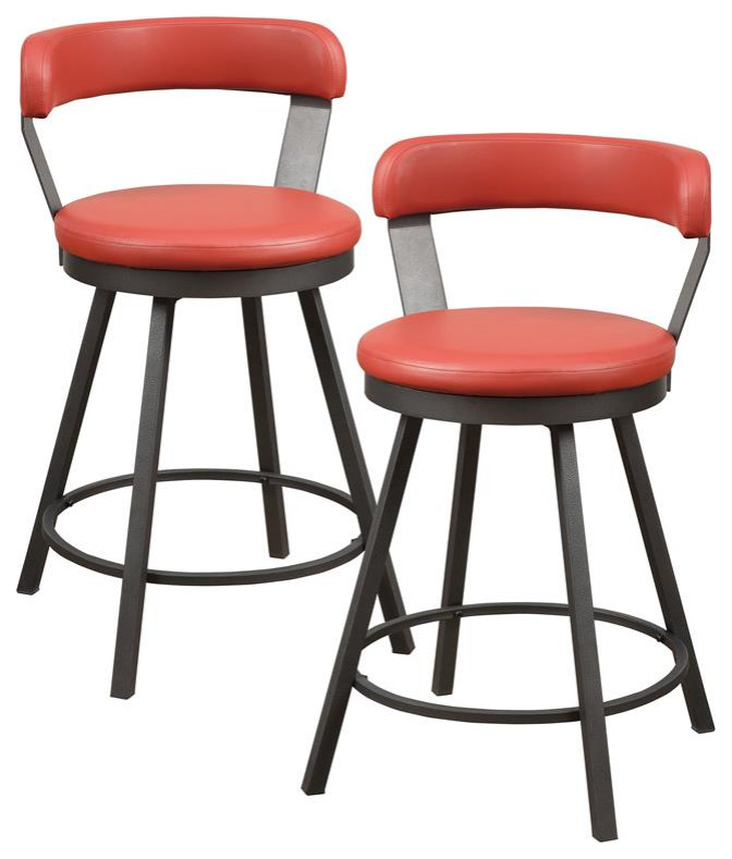 Lexicon Appert Metal Swivel Counter Height Chair in Brown (Set of 2) Industrial Bar Stools