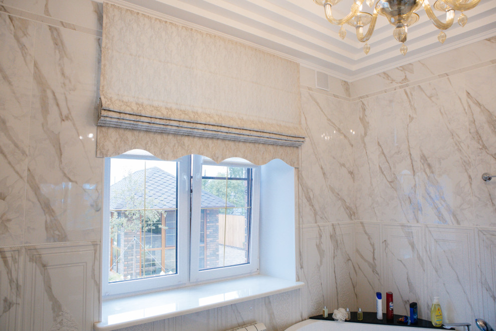 Римская штора для ванной комнаты "эффект мрамора"