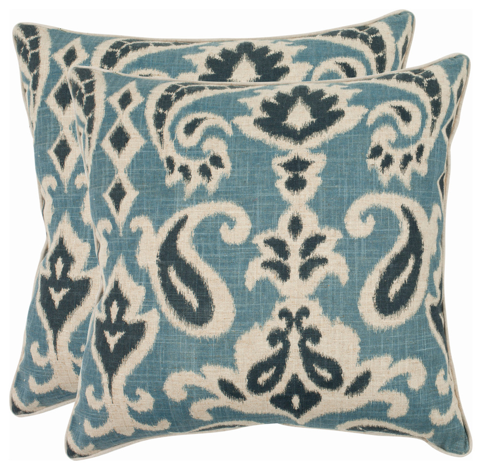 Safavieh Dylan Pillow, Set of 2, Blue, 18"x18"