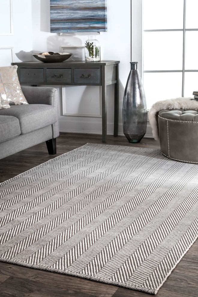 HandLoomed Chalet Herringbone Cotton Flatwoven Rug Contemporary