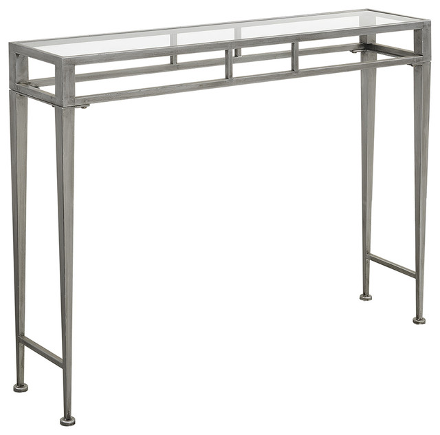 Convenience Concepts Gold Coast Julia Hall Console Table in Silver Metal Frame