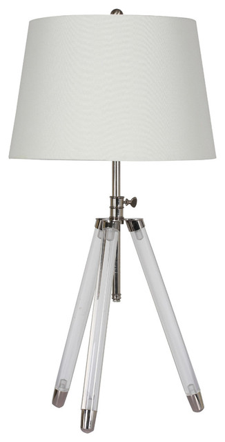 Clear Acrylic Legs Chrome Metal Table, Acrylic Tripod Table Lamp