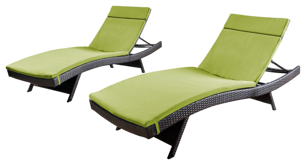 GDF Studio Lakeport Outdoor Adjustable Chaise Lounge Chairs, Set of 2 Tropical Outdoor