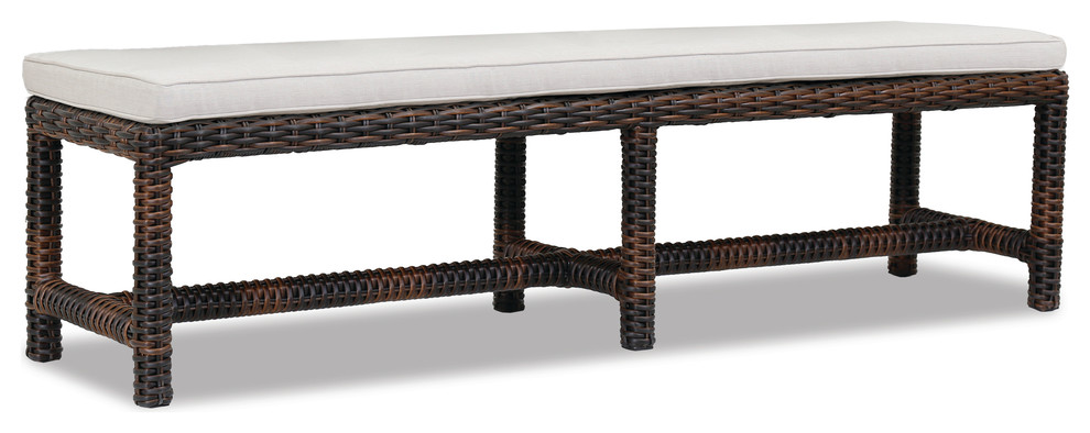 Sunset West Montecito Dining Bench With Cushions, Canvas Flax