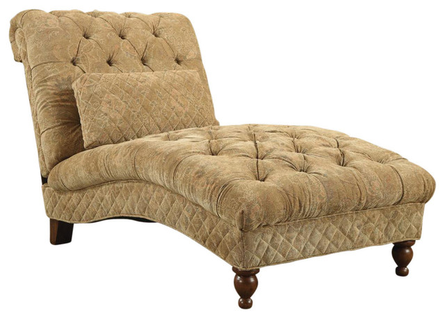 Golden Toned Accent Chaise With Elegant Traditional Style Golden Toned Accent Chaise With Elegant Traditional Style