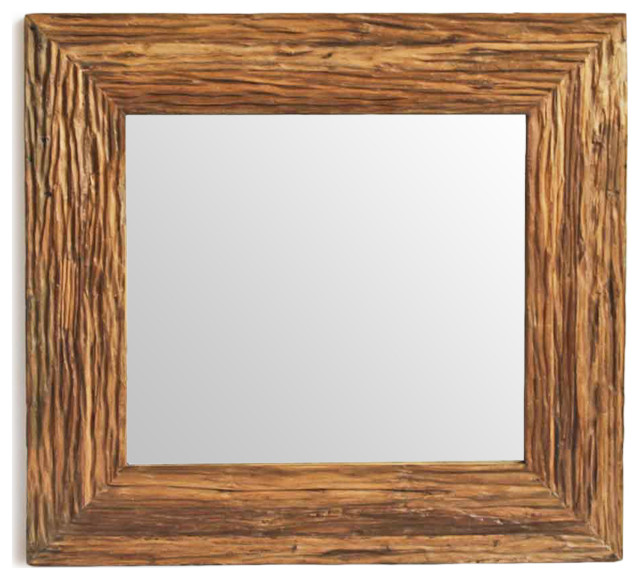 Rustic Deep Grain Wood Mirror Rustic Wall Mirrors by Design Mix