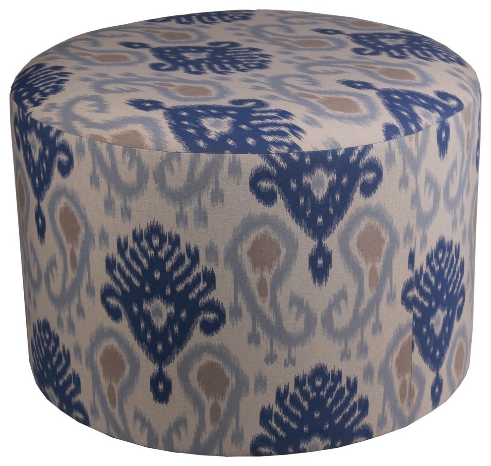 Privilege International Round Ikat Ottoman, 24"