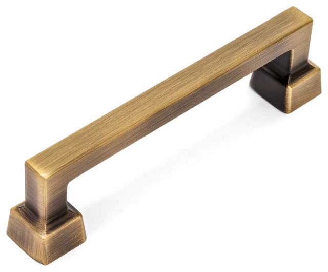 Cosmas 1481 96bab Brushed Antique Brass Modern Contemporary Cabinet Pull Transitional Cabinet And Drawer Handle Pulls By Door Corner Houzz