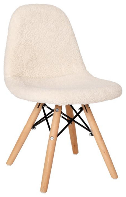 Zula Kid's Modern Padded Armless Faux Sherpa Accent Chair w/Beechwood Legs, Off