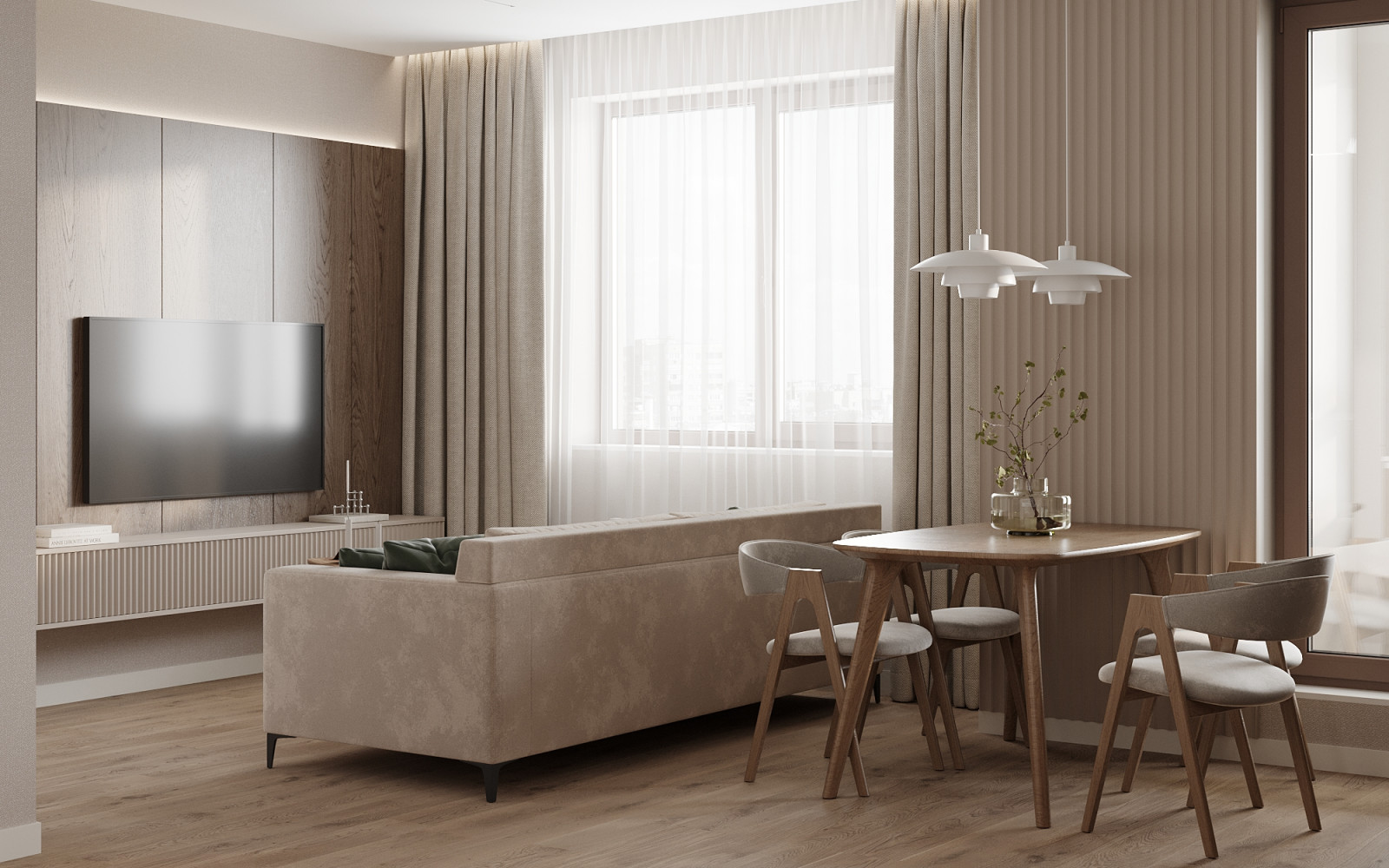 ЖК «Ultra City», квартира в стиле современный минимализм в теплой светлой гамме