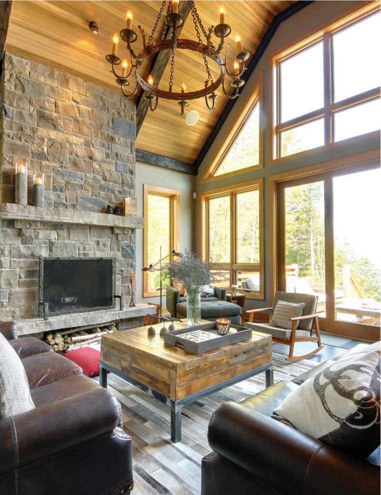 Example of a farmhouse living room design in Toronto