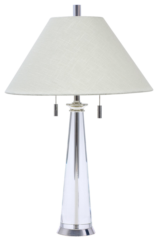Marquis Polished Silver Two-Light Tapered Crystal Table Lamp