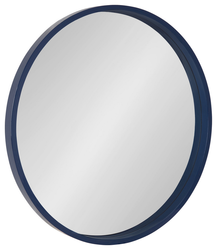 Travis Round Wood Accent Wall Mirror, 25.6" Diameter Farmhouse Bathroom Mirrors by Uniek