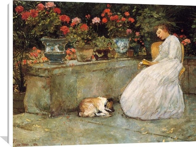 Woman sells flowers by Childe Hassam Giclee Fine Art Print Repro on Canvas