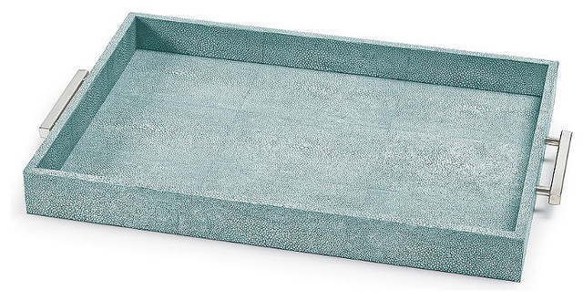 Shagreen Rectangle Tray with Handles