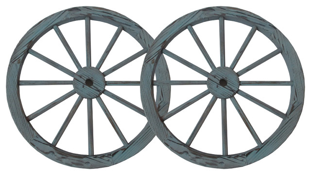 30 Steel Rimmed Wooden Wagon Wheels Decorative Wall Decor Set