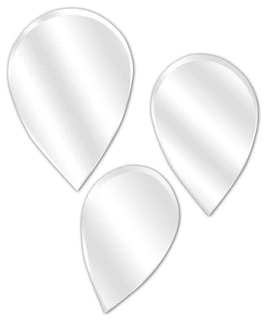 EMDE Teardrop Mirrors, Set of 3 Country Wall Mirrors by EMDE