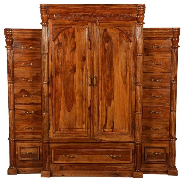 Royal Elizabethan Solid Wood Large Wardrobe Armoire Dresser