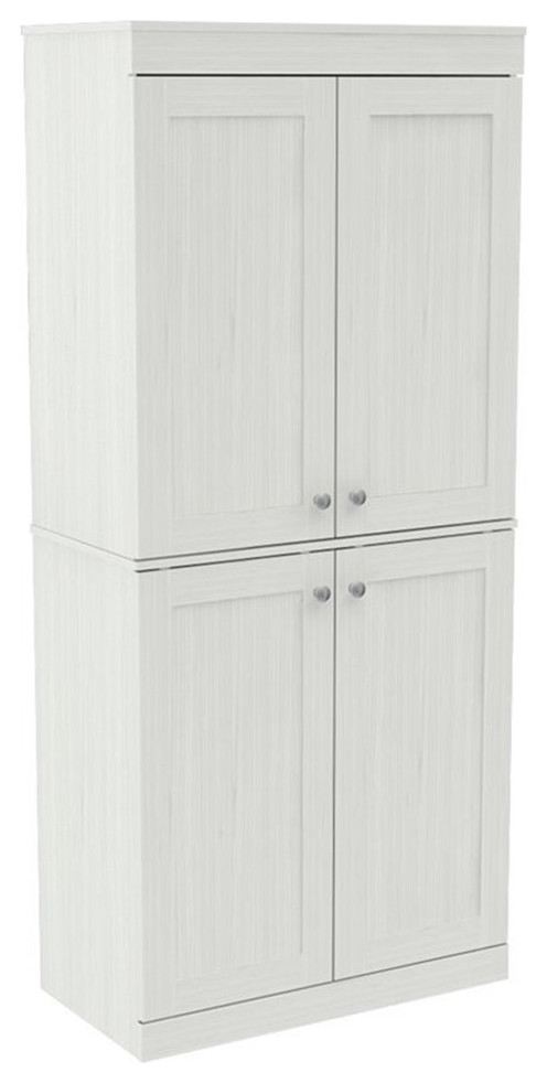 Inval  Shaker Style 4 Door Tall Pantry in Washed Oak Engineered Wood