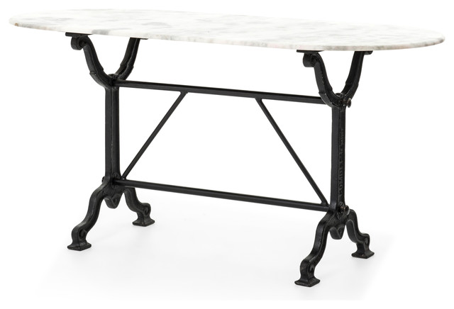 Chronicle Industrial Loft Black Iron White Marble Desk Console