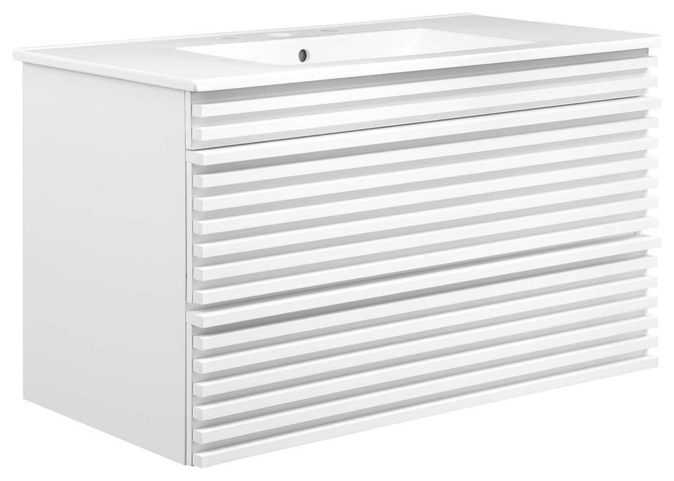 Render 36 WallMount Bathroom Vanity, White White Contemporary Bathroom Vanities And Sink