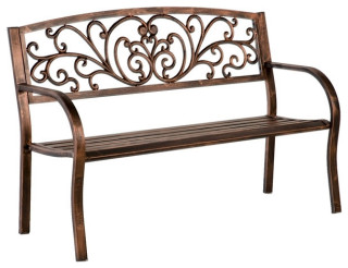 Blooming Garden Metal Bench - Traditional - Outdoor Benches - by J