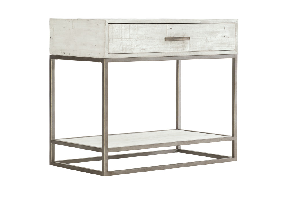 Bernhardt Loft Alvar Nightstand, Brushed White/Glazed Silver