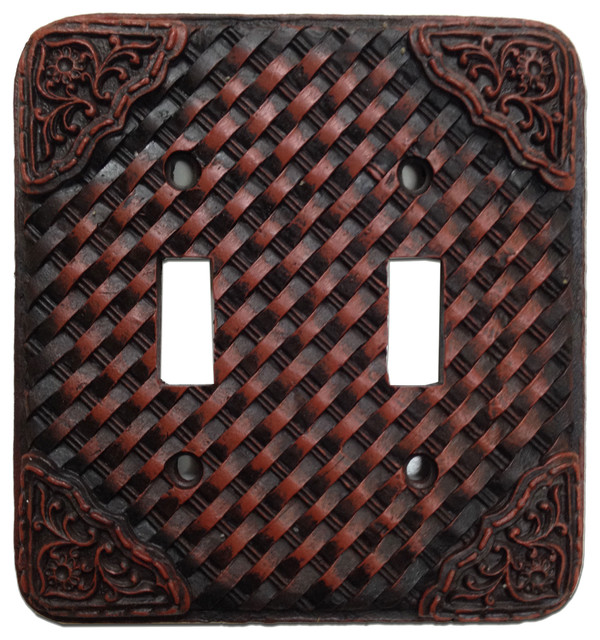 Woven Leather Look Resin Outlet Cover Plate