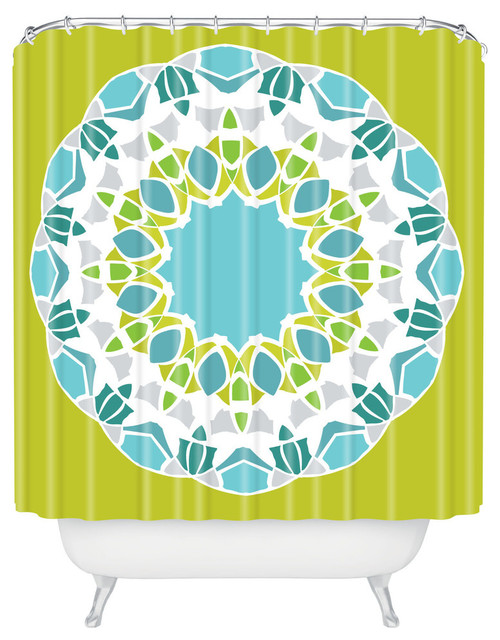 Karen Harris Mod Medallion Green Shower Curtain Contemporary Shower