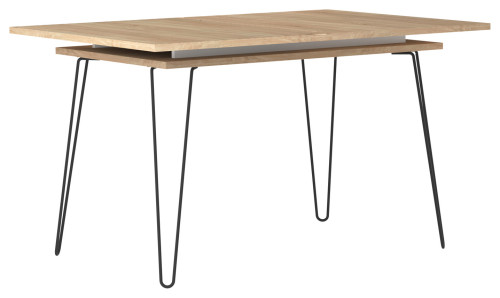 Modern Small Space Extension Dining Table, Natural Oak