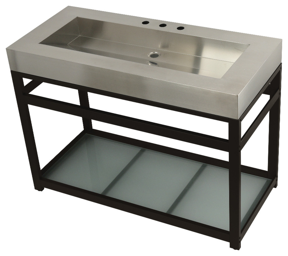 49" Stainless Steel Sink w/Steel Console Sink Base, Brushed/Oil Rubbed Bronze